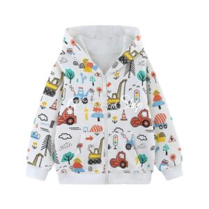 Kids' Zip-up Hoodie Excavators Bulldozers