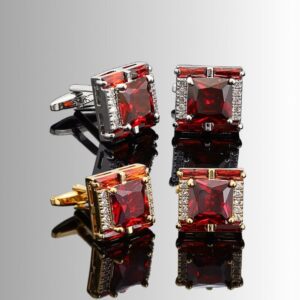 Executive Diamond-Accent French Cufflinks - Red