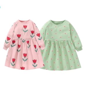 Cozy Princess Dress Floral Rainbow Print