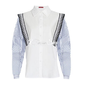 Layered Look Blue Stripes Long Sleeve Shirt