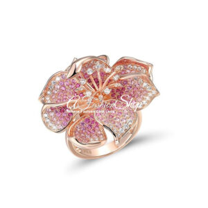 Pink Sapphire Ring Rose Flower Band