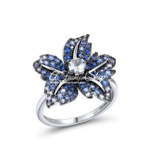 Heritage Series: Blue Spinel Cubic Zirconia Blossom Ring