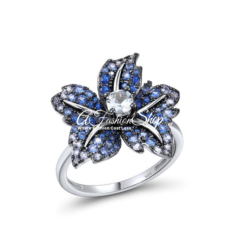 Heritage Series: Blue Spinel Cubic Zirconia Blossom Ring