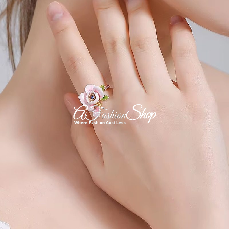 French Rose Petal Resizable Ring - Image 2