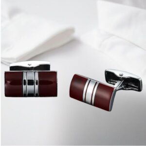 Vintage Legacy Embossed Cufflinks Red Silver Stripes