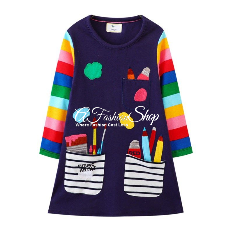 Back To School Artist Appliqué A-Line Dress