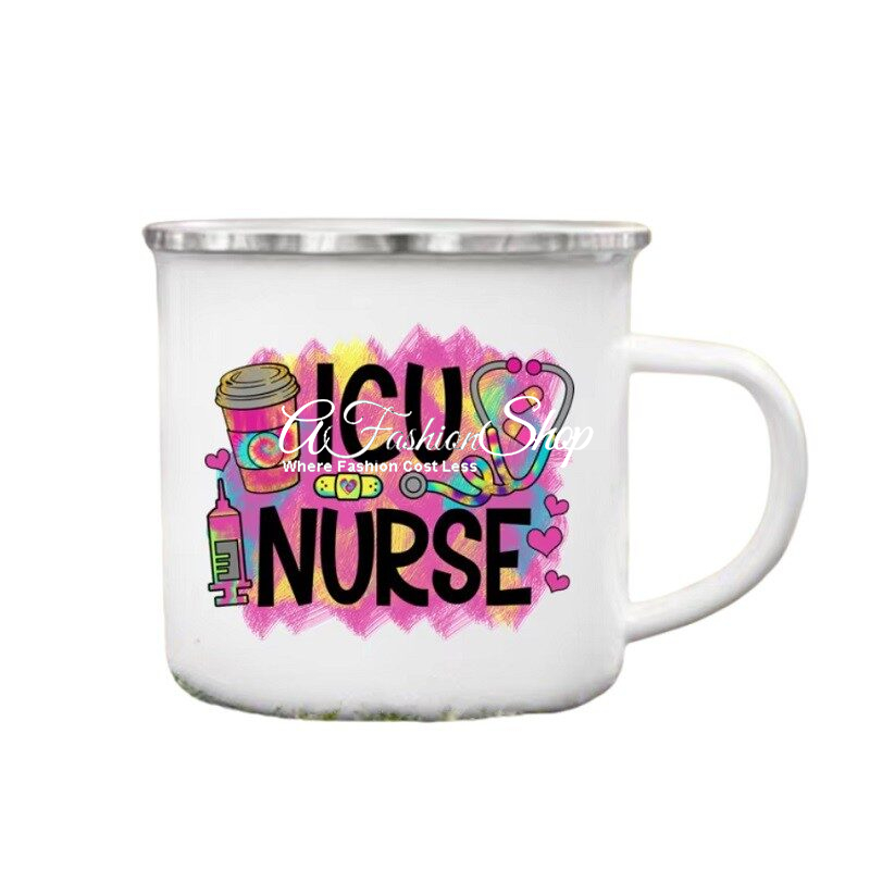Enamel Mug Coffee Time ICU Nurse