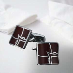 Wedding French Shirt Cufflink Red Silver Fox