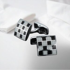 Vintage Legacy Embossed Cufflinks Black & White Board