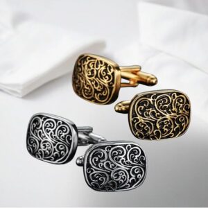 Vintage Legacy Embossed Cufflinks Retro Pattern