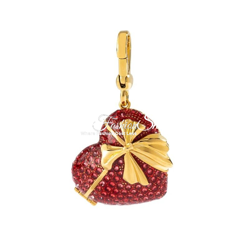 LOVE Big Heart Red Charm 18ct Gold Chain