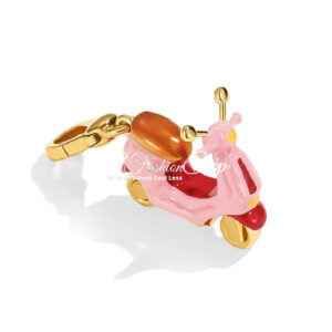 Pink Enamel Scooter French Couture Charm Necklace