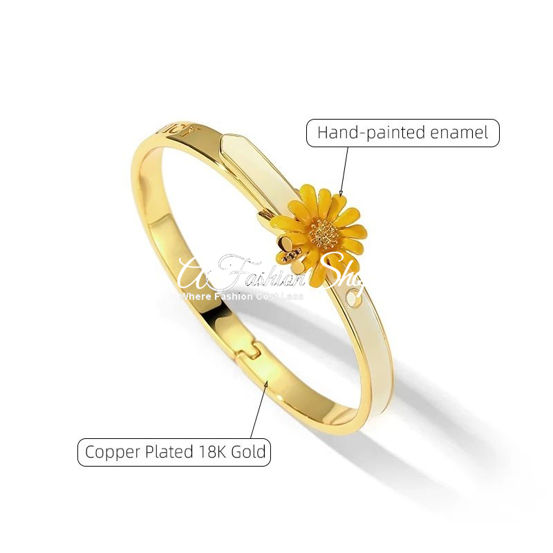 Artisan Sunflower Bracelet 18K Gold Plated - Image 2