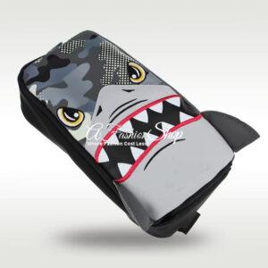 Boy's Pencil Case Black Printed Shark