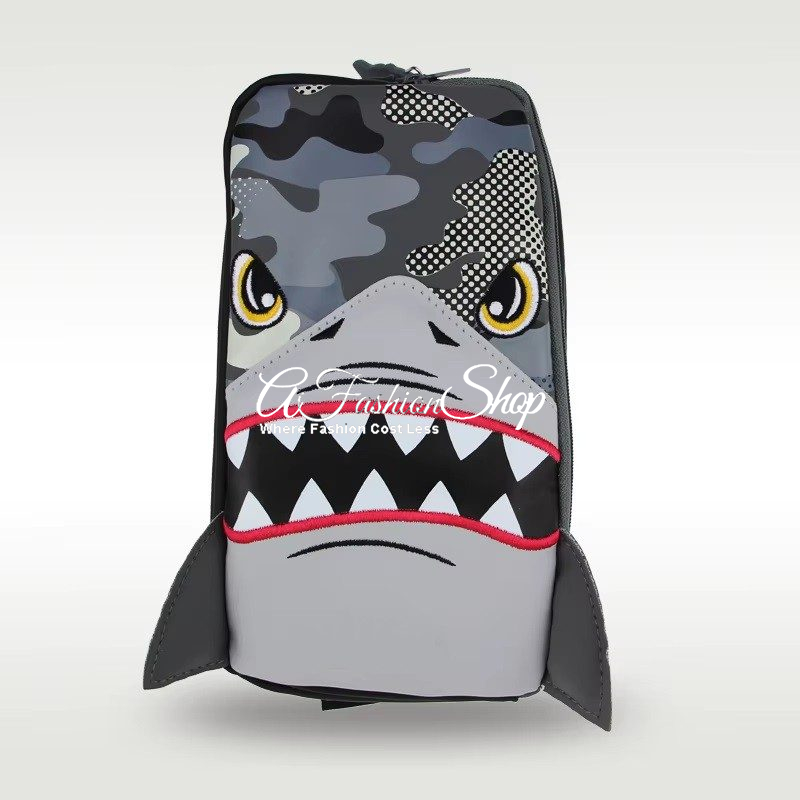 Boy's Pencil Case Black Printed Shark - Image 3