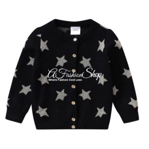 Kids' Star Appliqué Cardigan- Black Cardigan