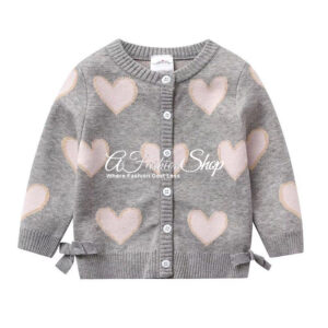 Kids' Heart Appliqué Cardigan- Gray Cardigan