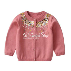 Gold Sequin Pink Coral Cardigan