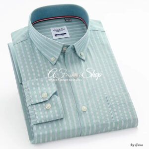 Men's Classic Button Up Shirt Vertical White Striped