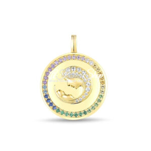 Crystal For Mother Round Gold Pendant