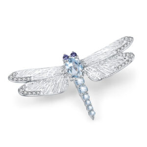 Artisan Dragonfly Blue Topaz Silver Brooch