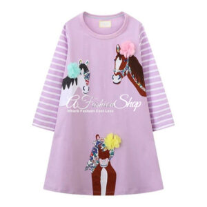 Lilac Striped Long Sleeve Dress Equestriana