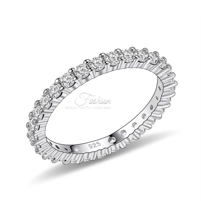 Eternity Wedding Band Silver Ring - Image 2