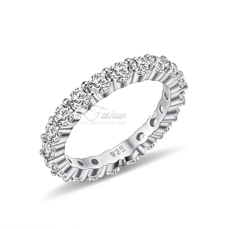 Eternity Wedding Band Silver Ring - Image 3