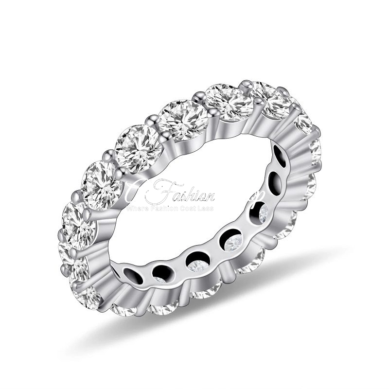 Eternity Wedding Band Silver Ring - Image 4