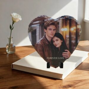 Personalized Engraved Stone Photo Slate - Plastic Stand