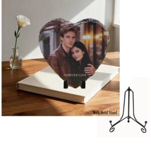 Personalized Engraved Stone Photo Slate - Metal Stand