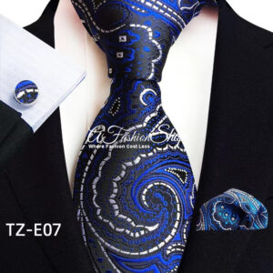 Artisan Paisleys Intricate Floral Print Dress - Blue Tie