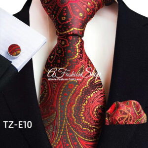 Artisan Paisleys Intricate Floral Print Dress - Red Tie