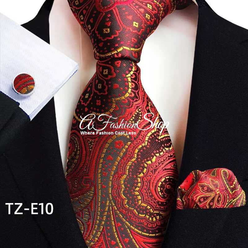 Artisan Paisleys Intricate Floral Print Dress – Red Tie