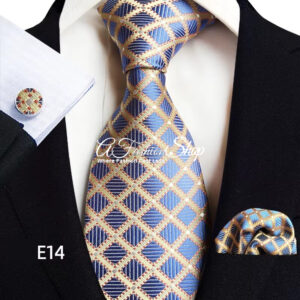 Wedding Necktie: Voyage Monogram Geometric Blue