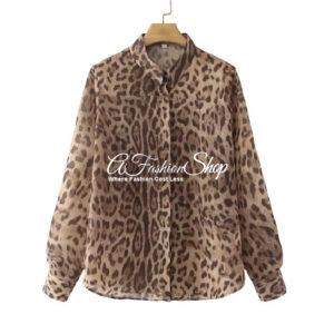 Women's Leopard Print Long Sleeve Shirt
