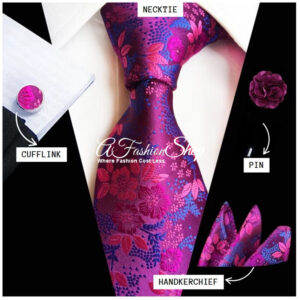 Modern Classic Intricate Floral Print Dress Tie - Purple