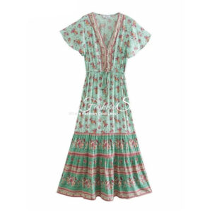 Ruffles Pretty Floral Beach Dress Sage