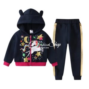 Girl's Hoodie Joggers Set Unicorn Flash