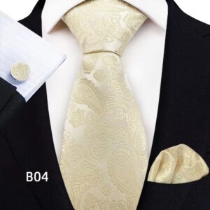 Wedding Elegance Paisley Necktie Ecru Set of 3