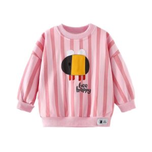 Pink Striped "Bee Happy" Sweatshirt