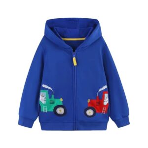 Blue Bobo Hoodie Tractor Embroidered