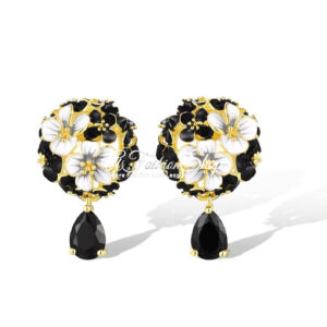 Vintage Magnolia Earring Black Spinel