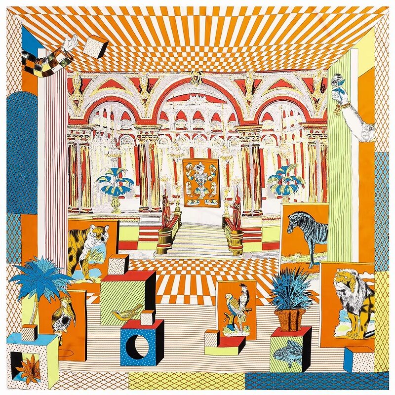 Palace Gallery Oversized Silk Scarf – Orange