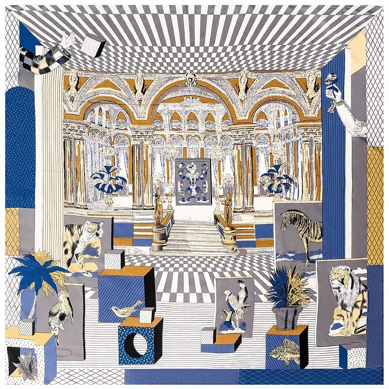 Palace Gallery Oversized Silk Scarf – Navy