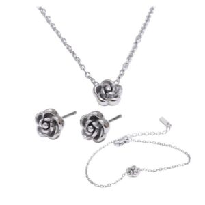 Camellia Trio Jewelry Set - Color Silver