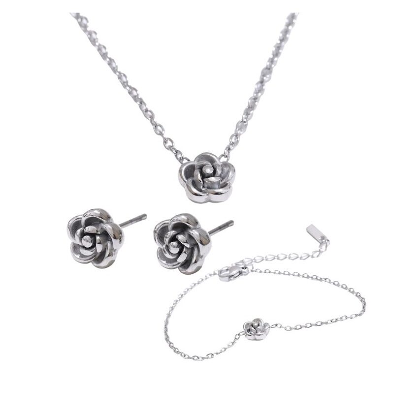 Camellia Trio Jewelry Set – Color Silver