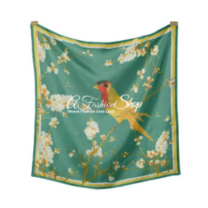 Bird Silk Scarf Green Teal