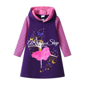Spring Girls Cotton Hoodie Fairy Prints Dress