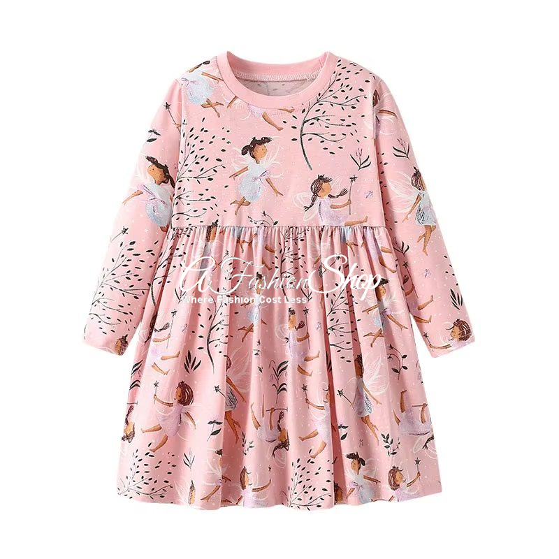 Little Fairies Long Sleeve Cotton Dress